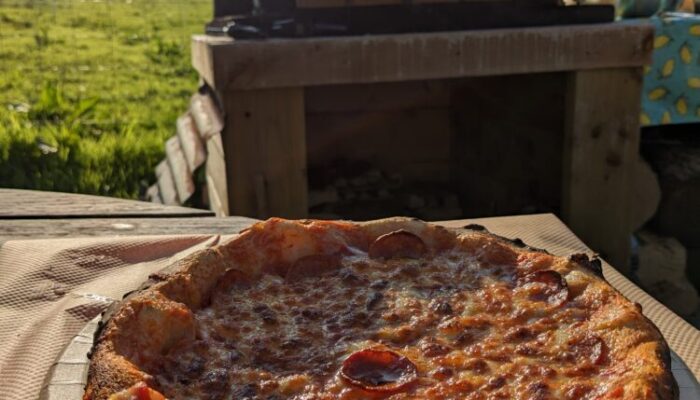 Wood-fired pizza @ Wytch Wood Camping Somerset