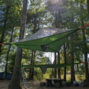 Tree tent camping at Wytch Wood | Tensile tent | hammock tent