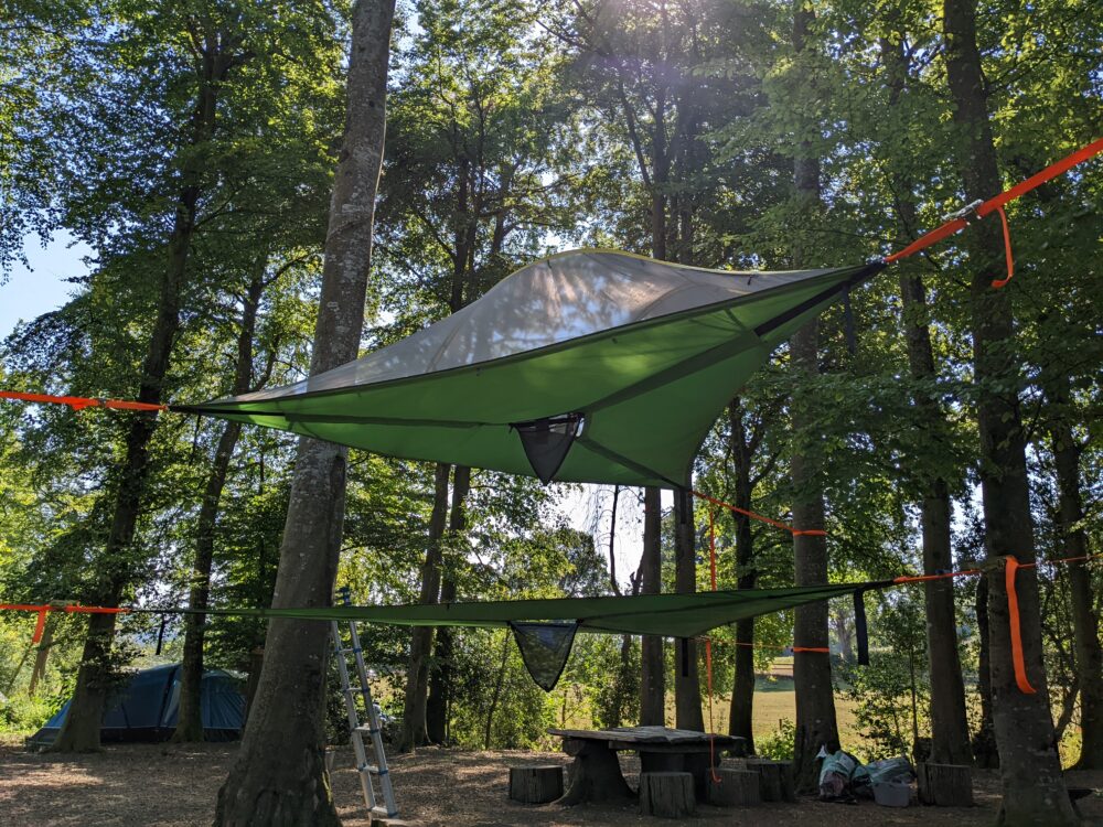 Tree tent camping at Wytch Wood | Tensile tent | hammock tent