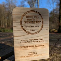 Wytch Wood Camping was honoured with a Silver in the Somerset, Wiltshire, and Gloucestershire Tourism Awards in the Green category